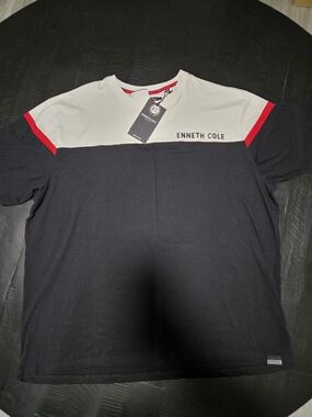 Kenneth Cole Men’s Colorblock Black & White Crew Neck T-Shirt